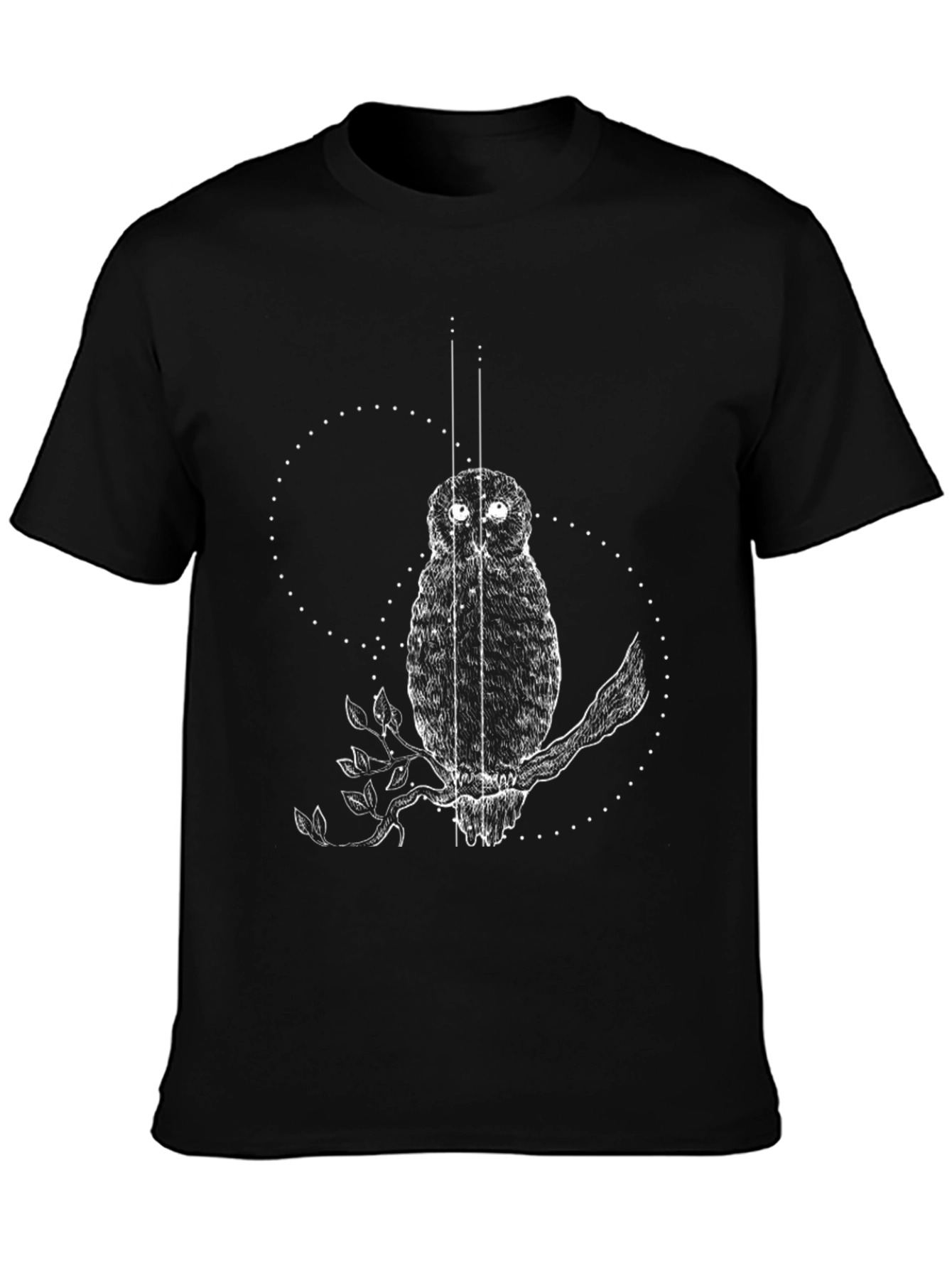 Owl Graphic Tee - Black Cotton T-Shirt