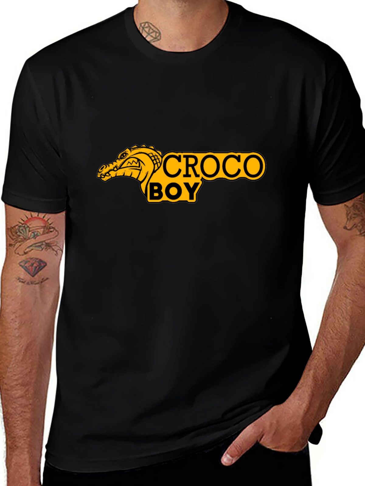 Croco Boy Graphic T-Shirt - Black Cotton Tee