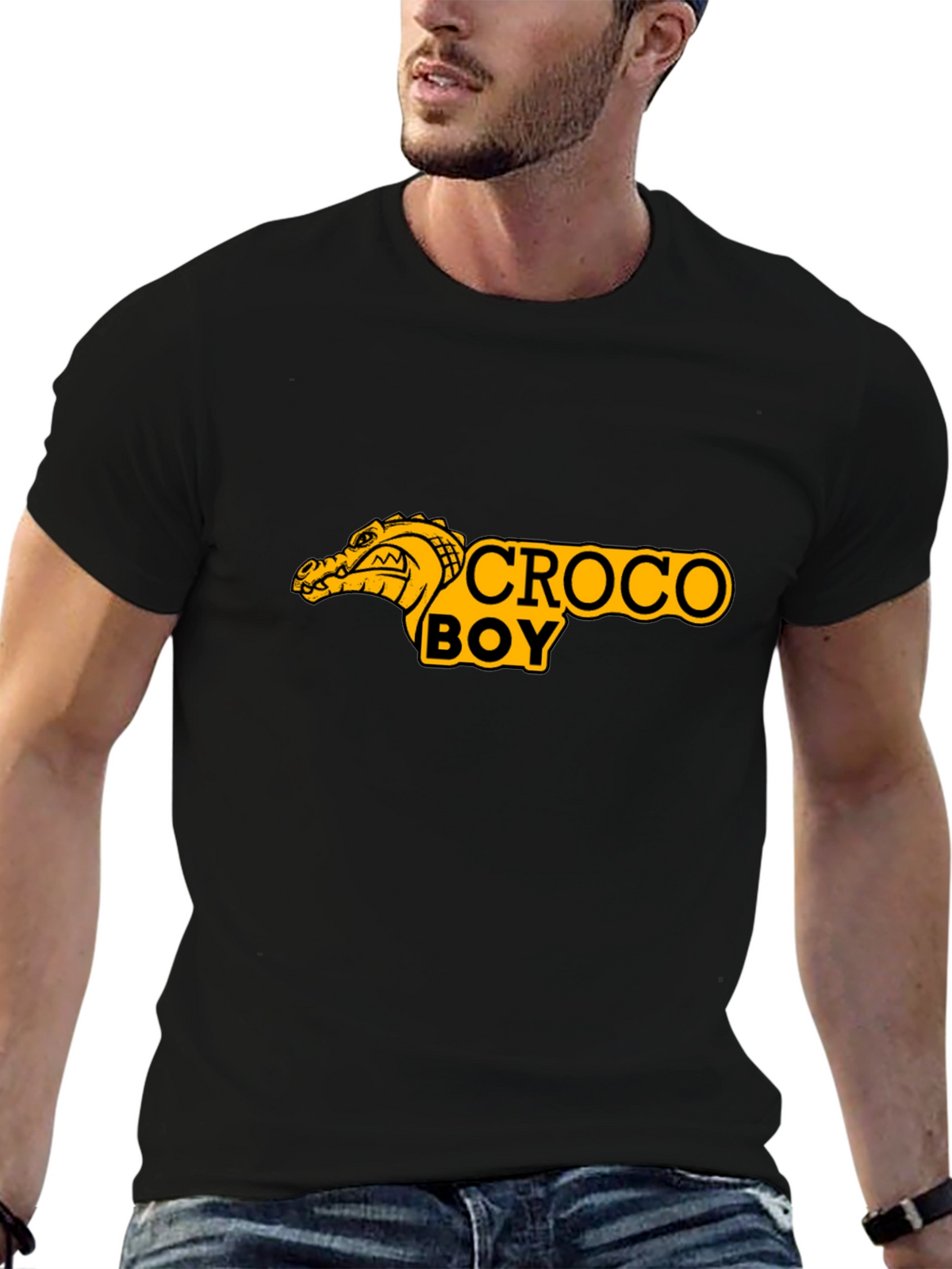 Croco Boy Graphic T-Shirt - Black Cotton Tee