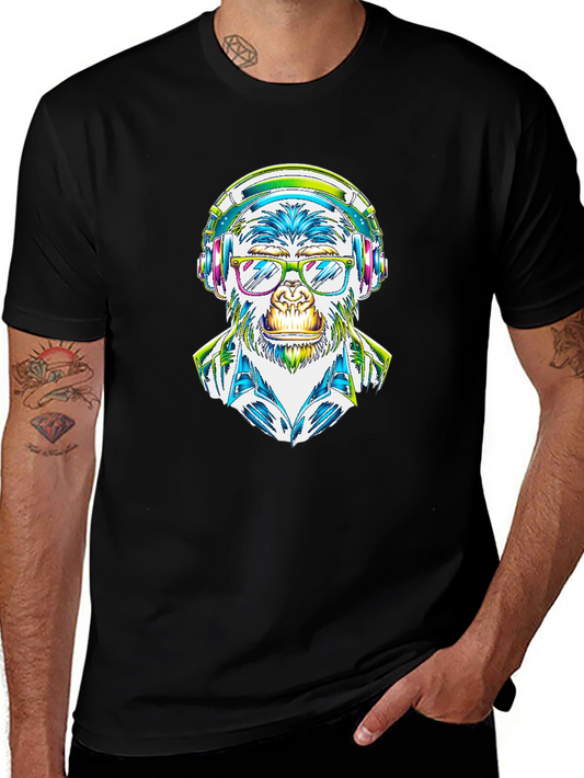 Monkey DJ Graphic Tee - Cool Colorful Design