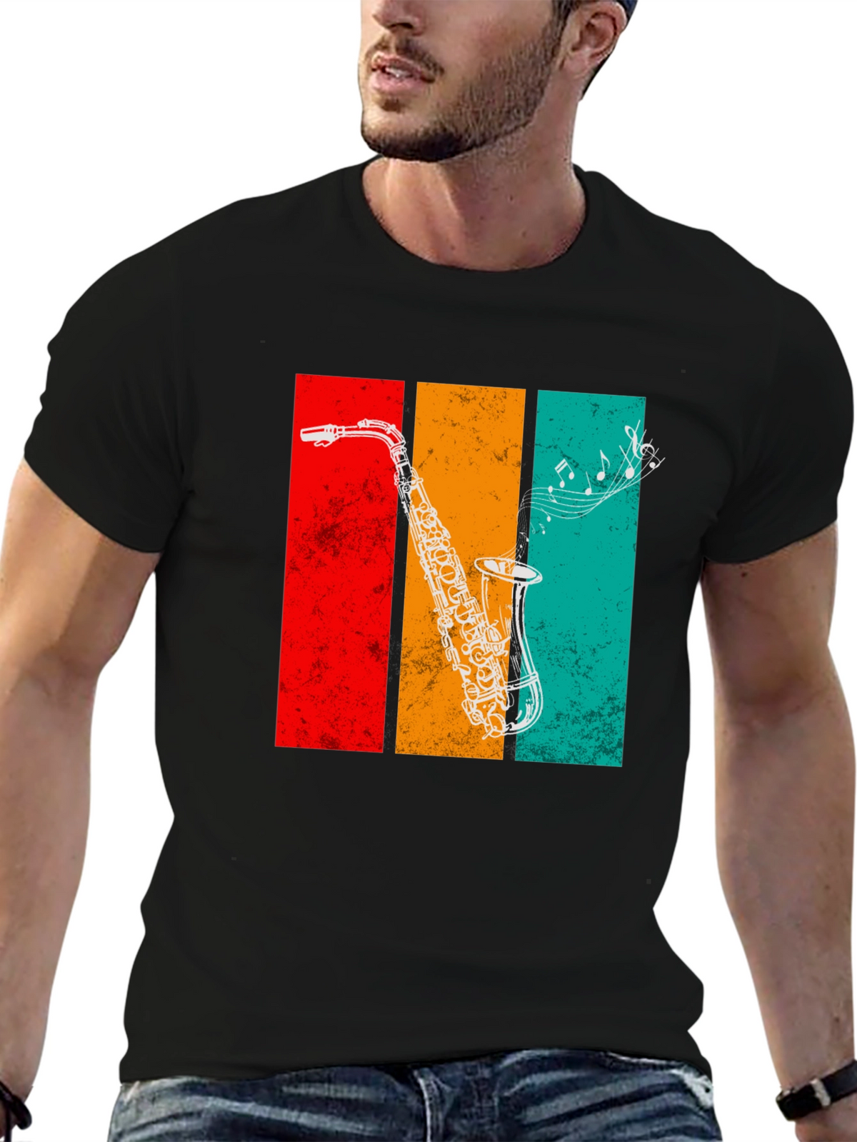 Retro Saxophone Graphic Tee - Music Lovers T-Shirt
