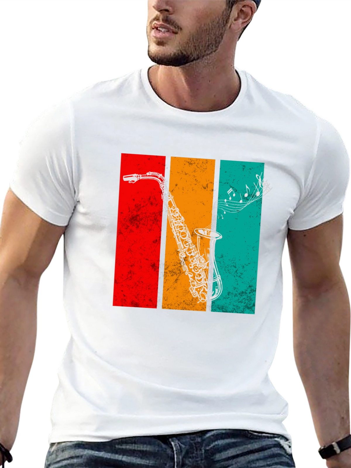 Retro Saxophone Graphic Tee - Music Lovers T-Shirt