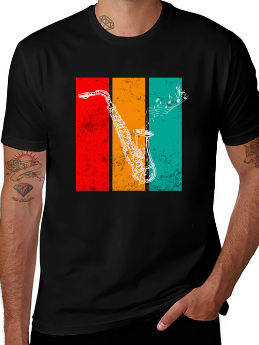 Retro Saxophone Graphic Tee - Music Lovers T-Shirt