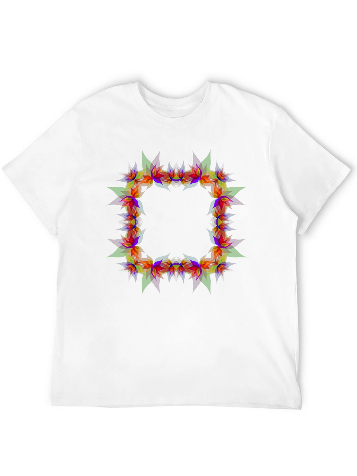 Geometric Floral Frame Black T-Shirt