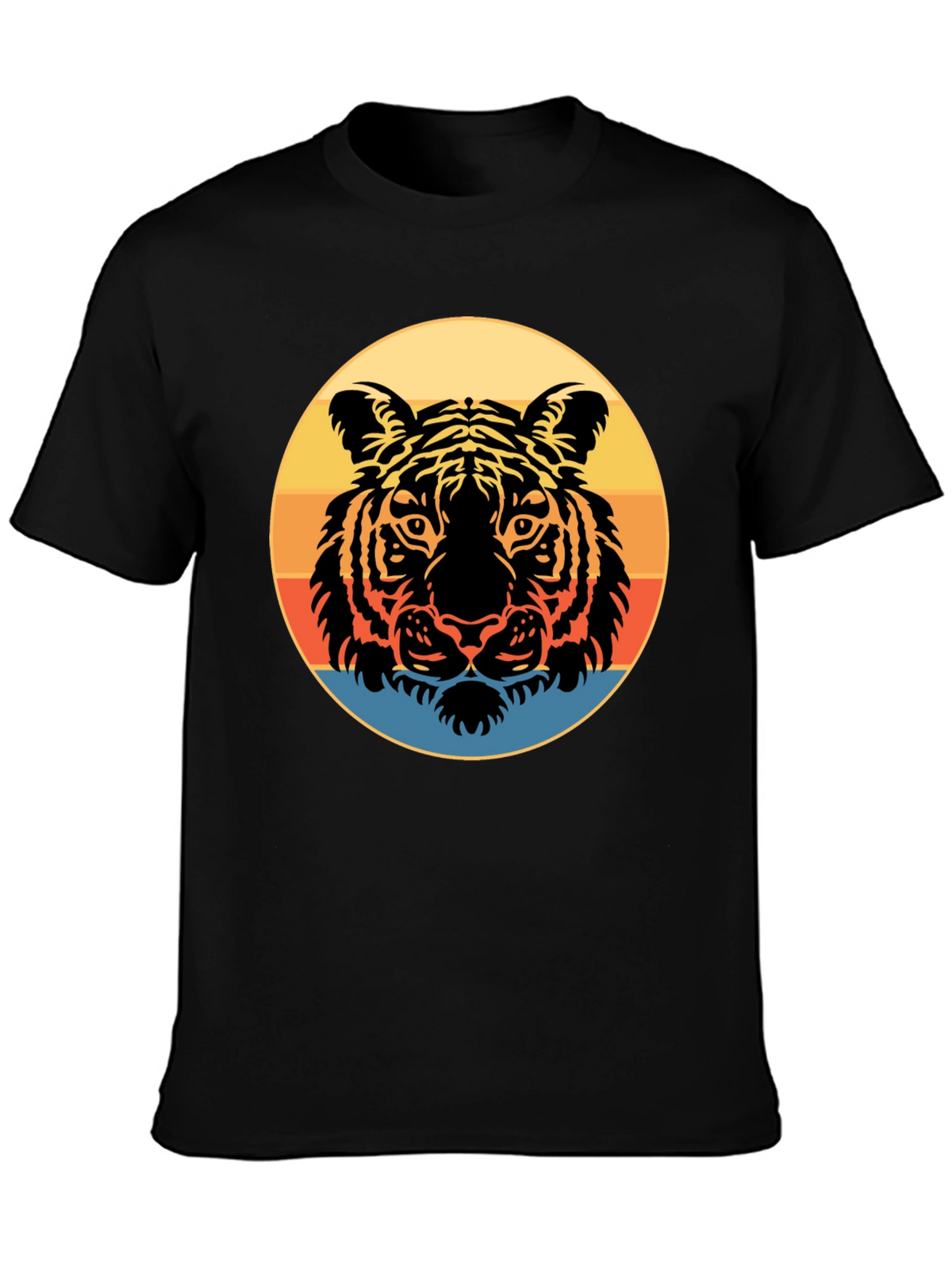 Retro Tiger Graphic Tee - Stylish Mens Black T-Shirt