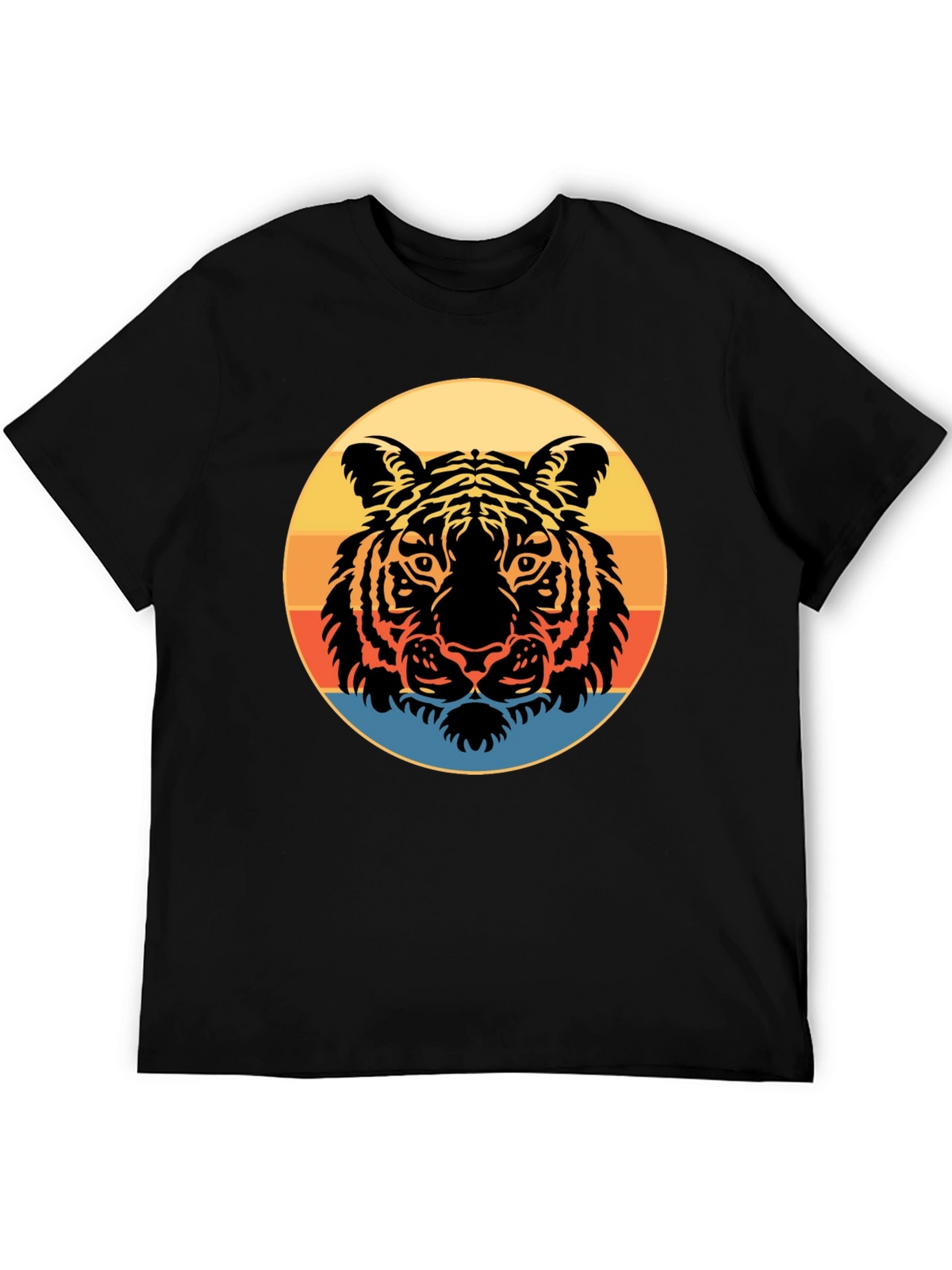 Retro Tiger Graphic Tee - Stylish Mens Black T-Shirt