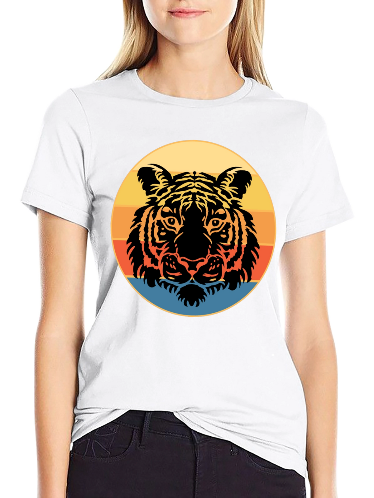 Retro Tiger Graphic Tee - Stylish Mens Black T-Shirt