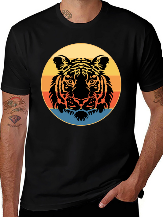Retro Tiger Graphic Tee - Stylish Mens Black T-Shirt