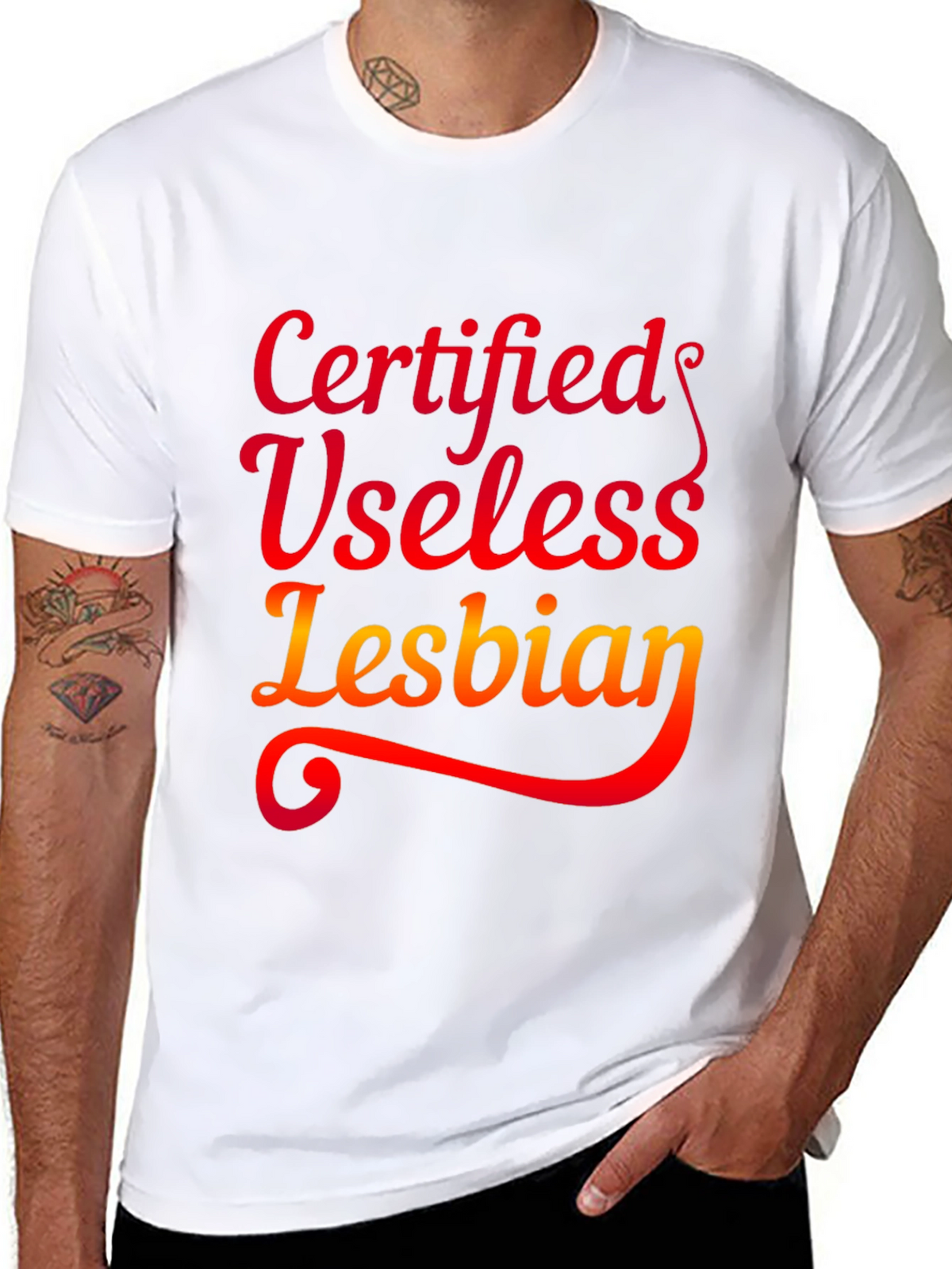 Certified Useless Lesbian Graphic Tee - Black T-Shirt