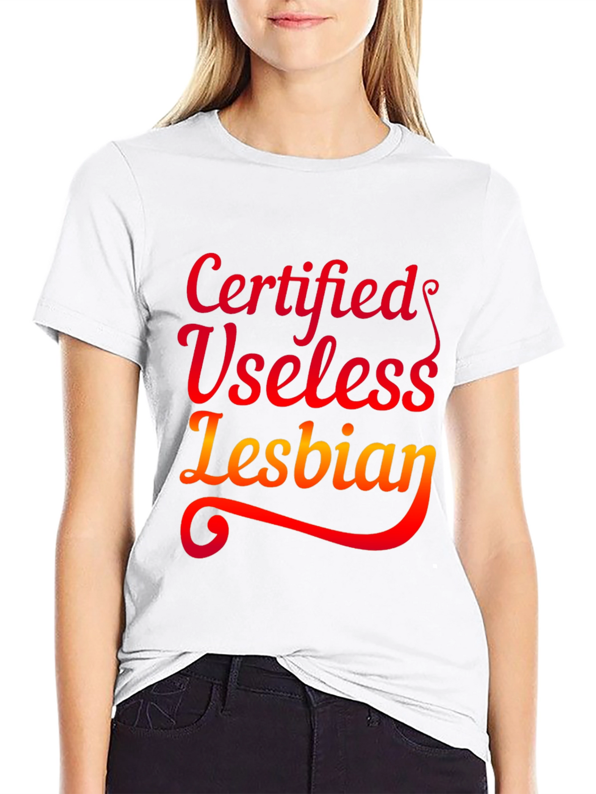 Certified Useless Lesbian Graphic Tee - Black T-Shirt