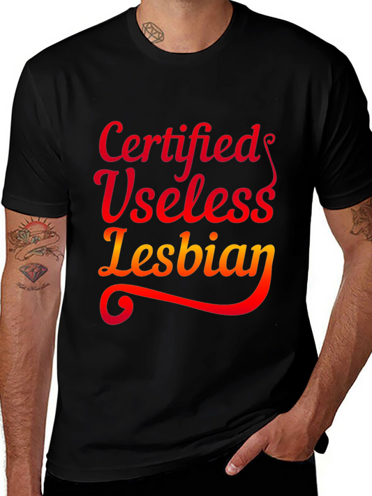 Certified Useless Lesbian Graphic Tee - Black T-Shirt