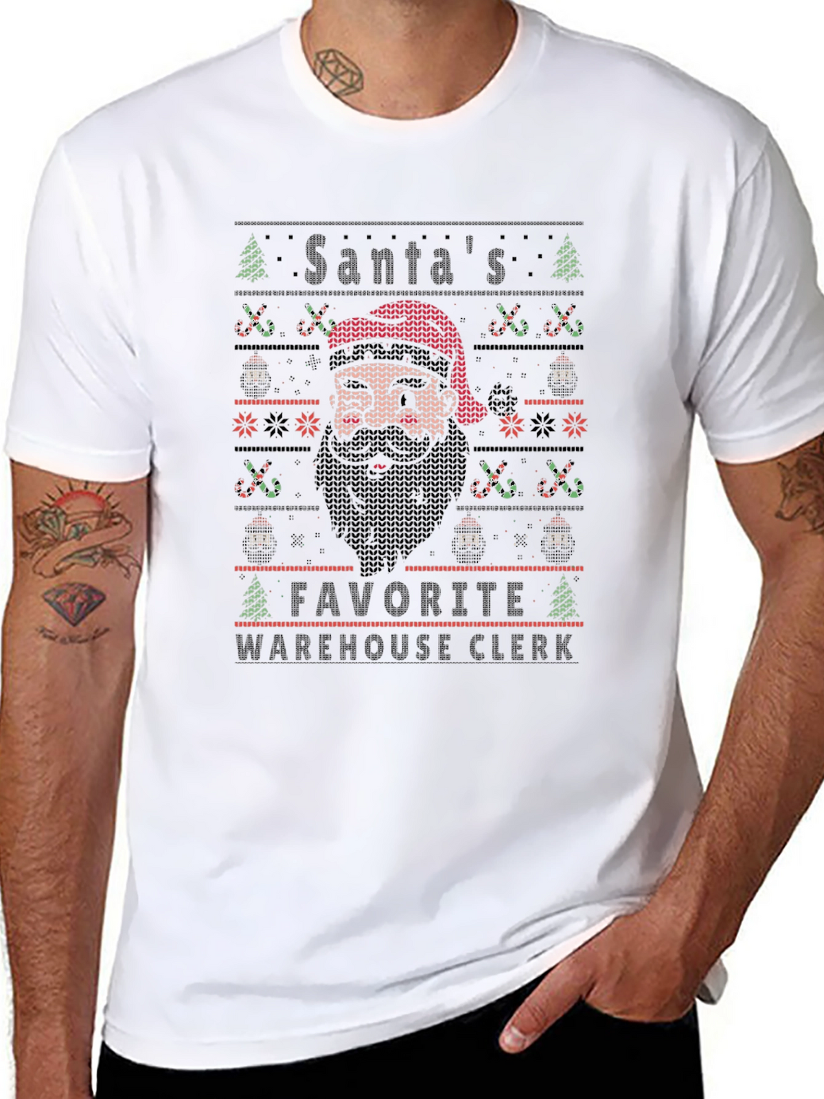 Santas Favorite Warehouse Clerk Ugly Christmas Sweater T-Shirt