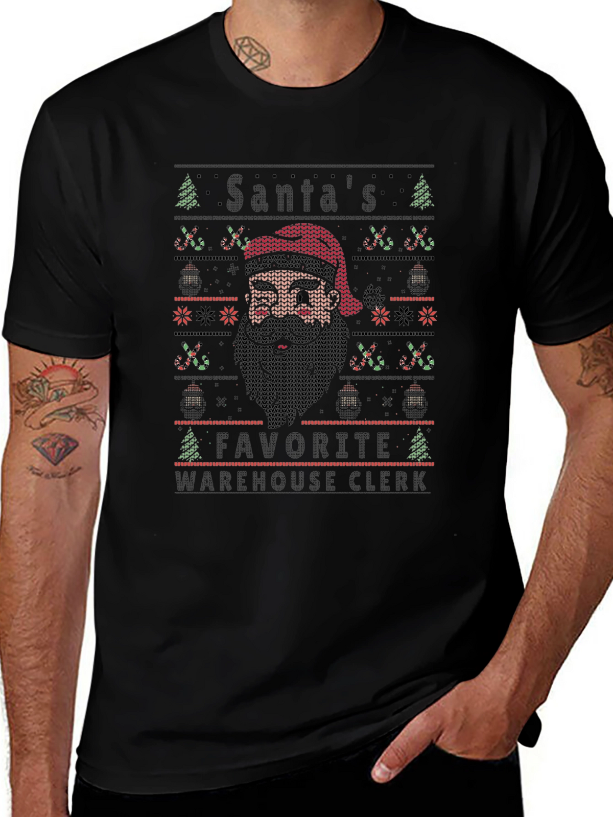 Santas Favorite Warehouse Clerk Ugly Christmas Sweater T-Shirt