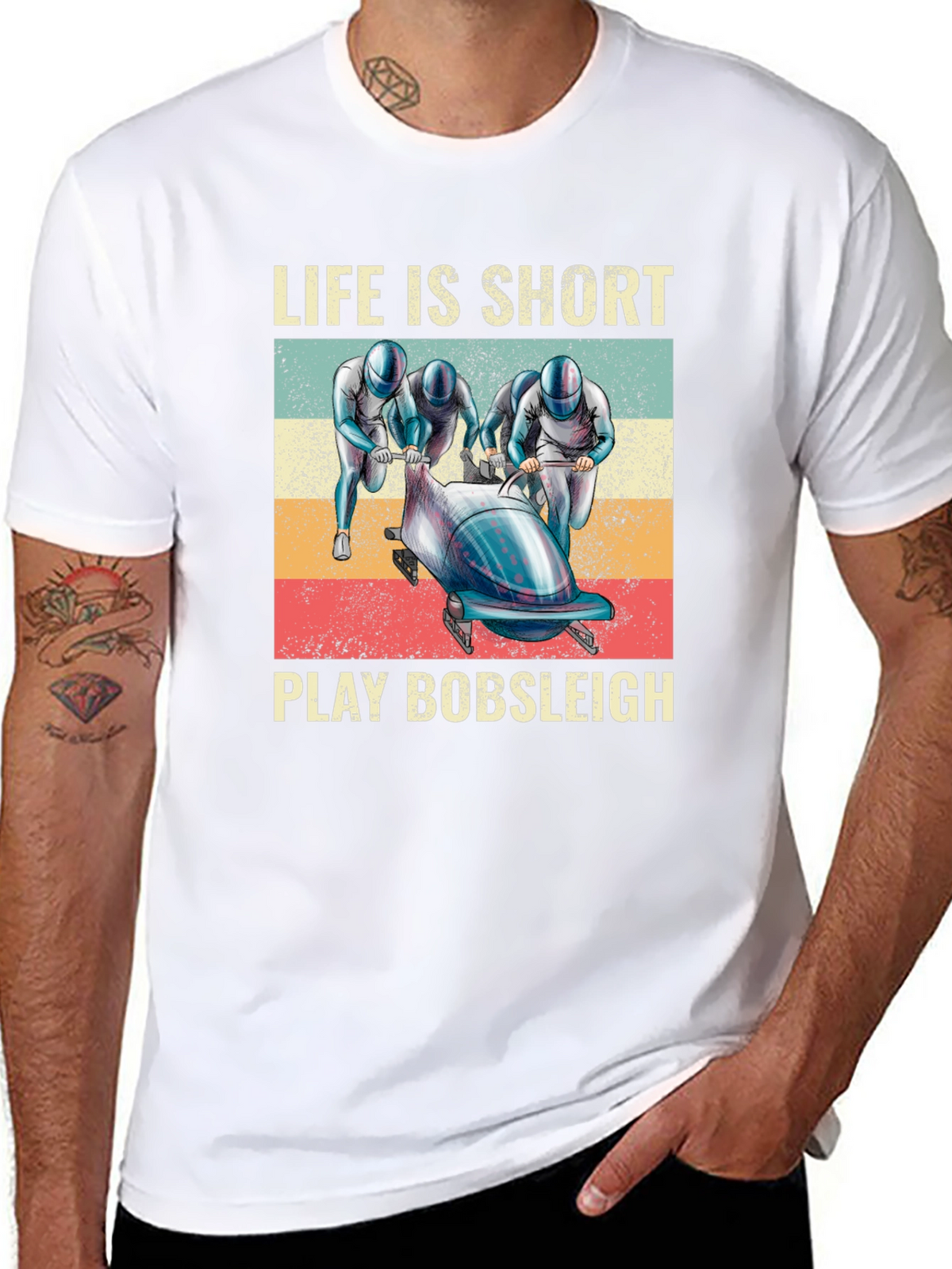 Life Is Short Play Bobsleigh Black T-Shirt