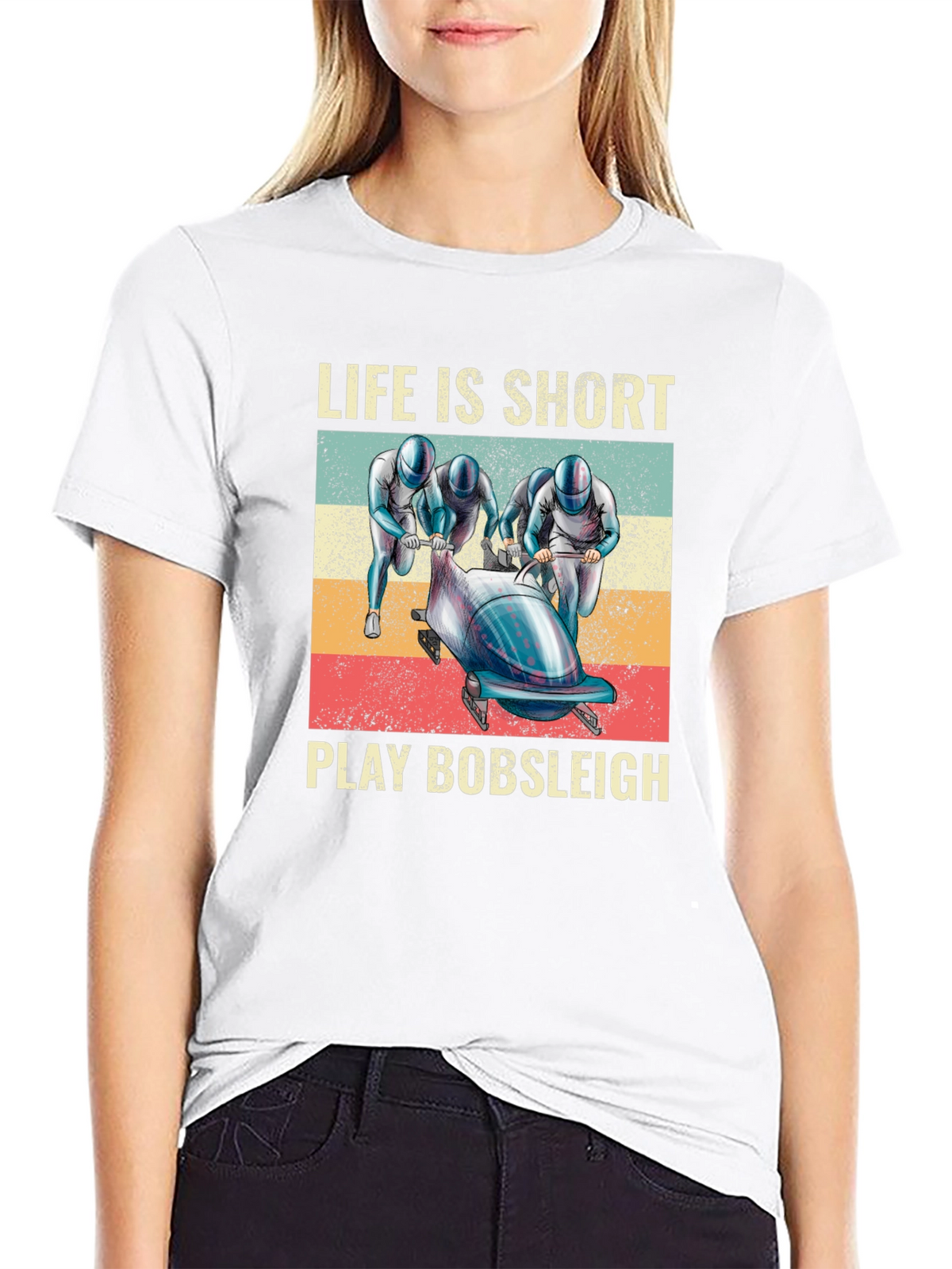 Life Is Short Play Bobsleigh Black T-Shirt