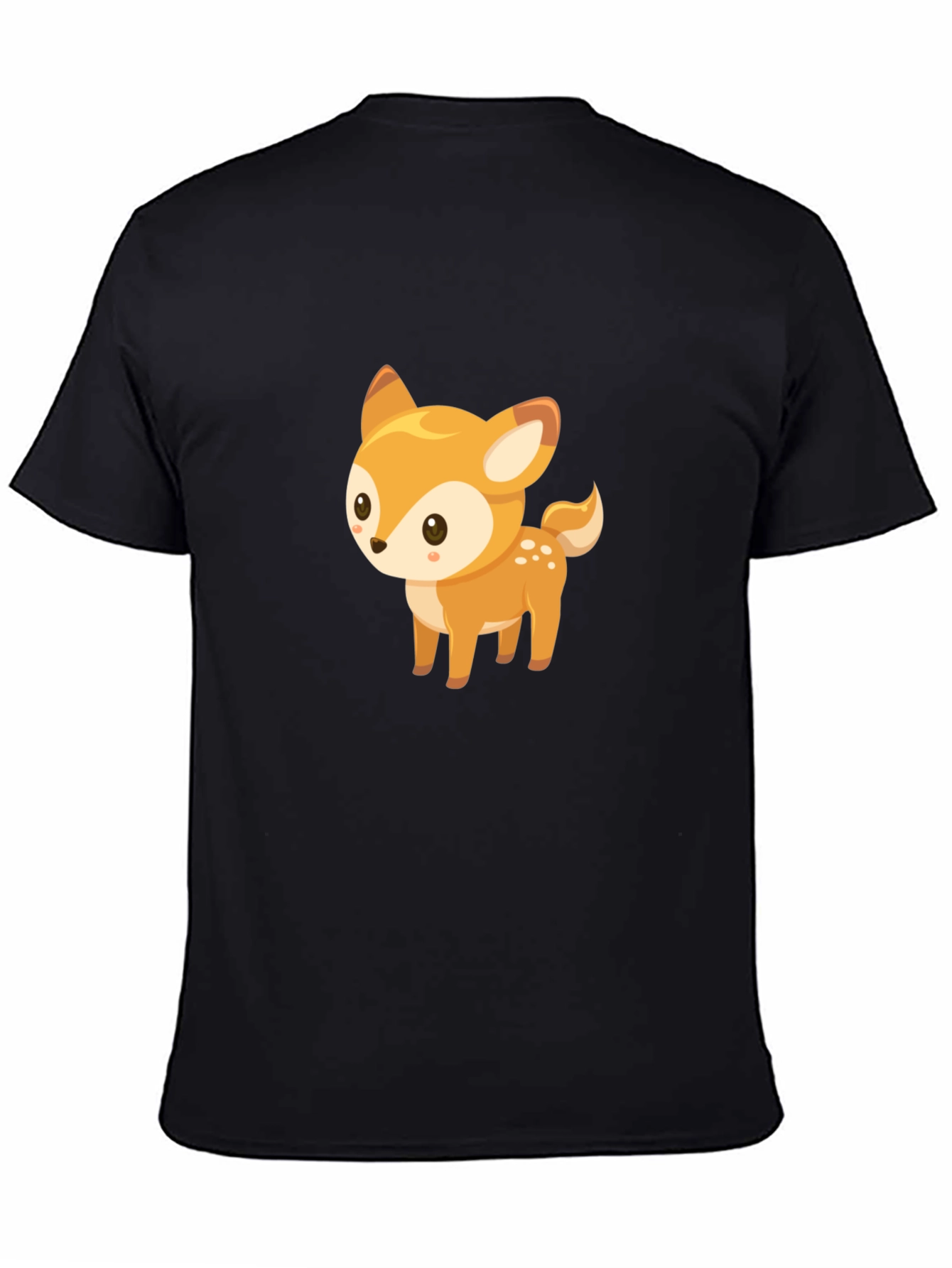 Cute Deer Graphic Tee - Black Cotton Blend