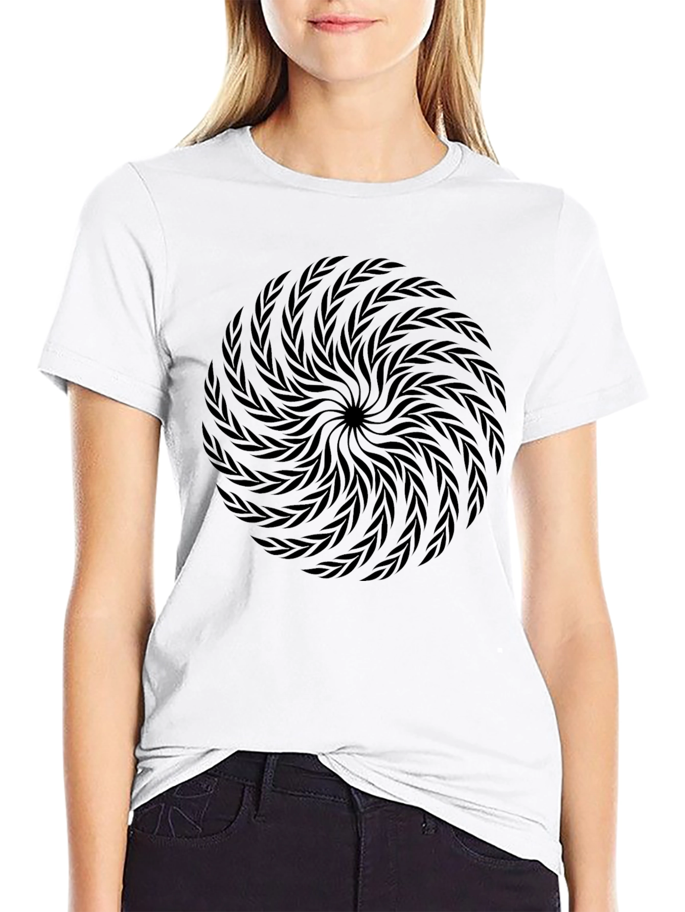 Abstract Swirl Graphic Black T-Shirt
