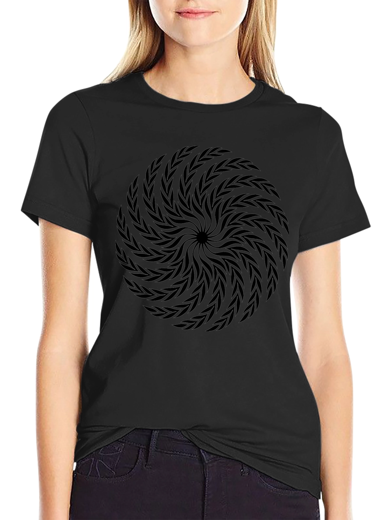Abstract Swirl Graphic Black T-Shirt