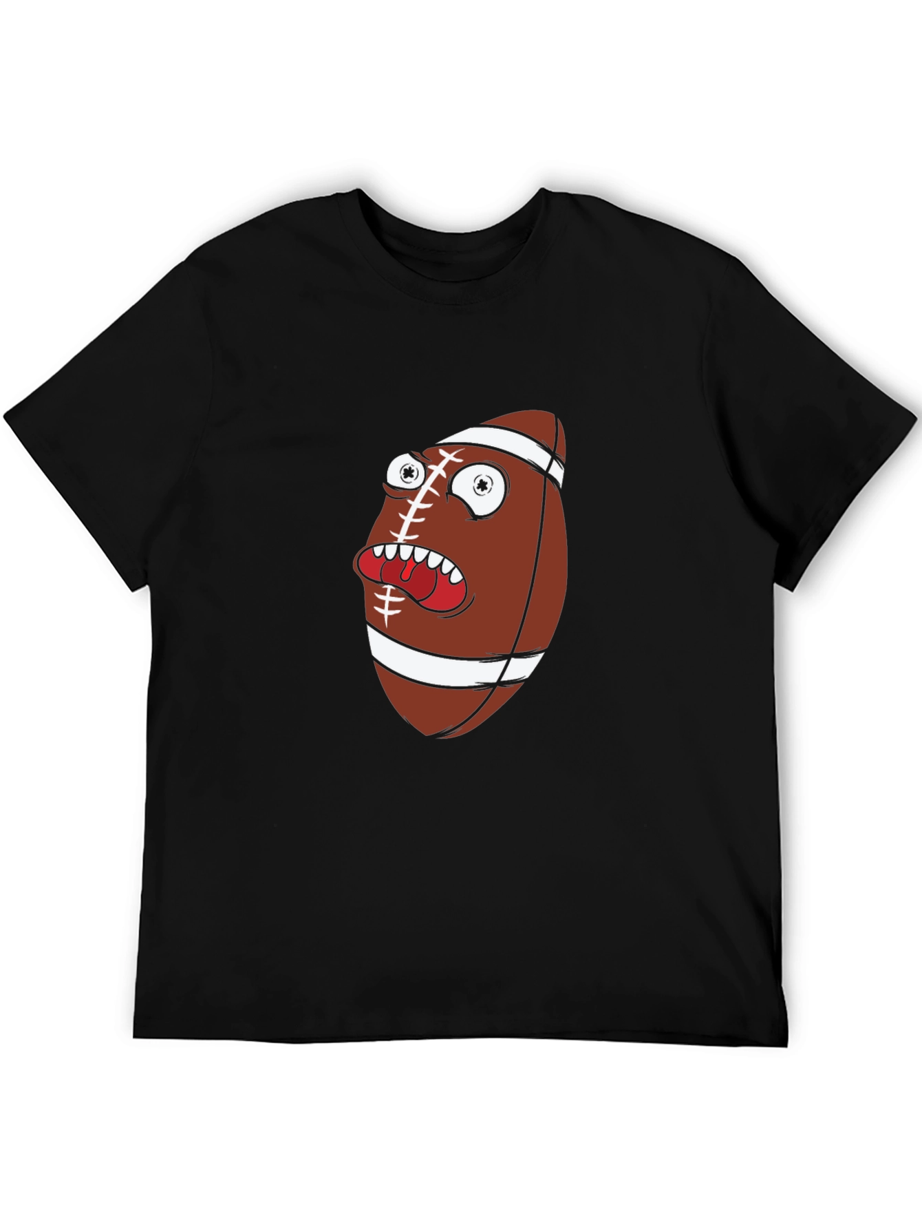 Funny Football Cartoon Graphic Tee - Black