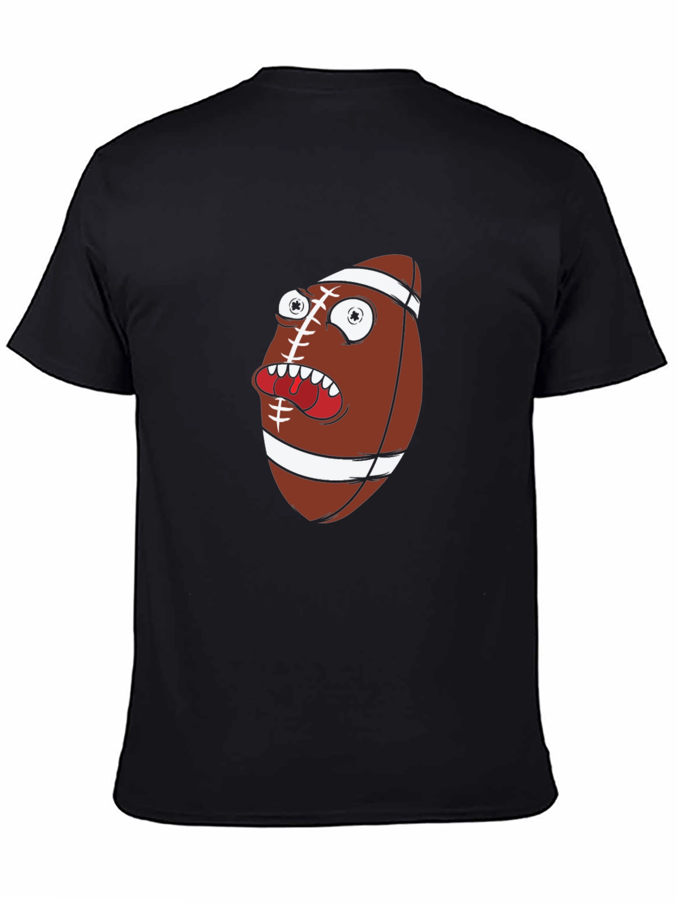 Funny Football Cartoon Graphic Tee - Black