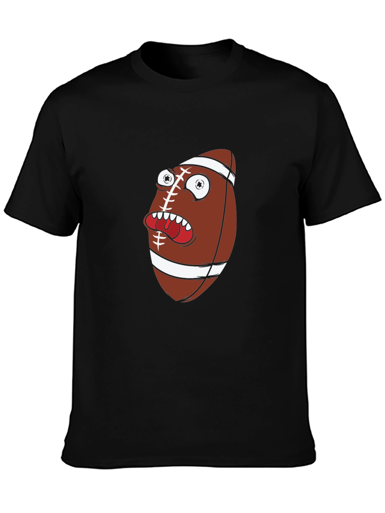 Funny Football Cartoon Graphic Tee - Black