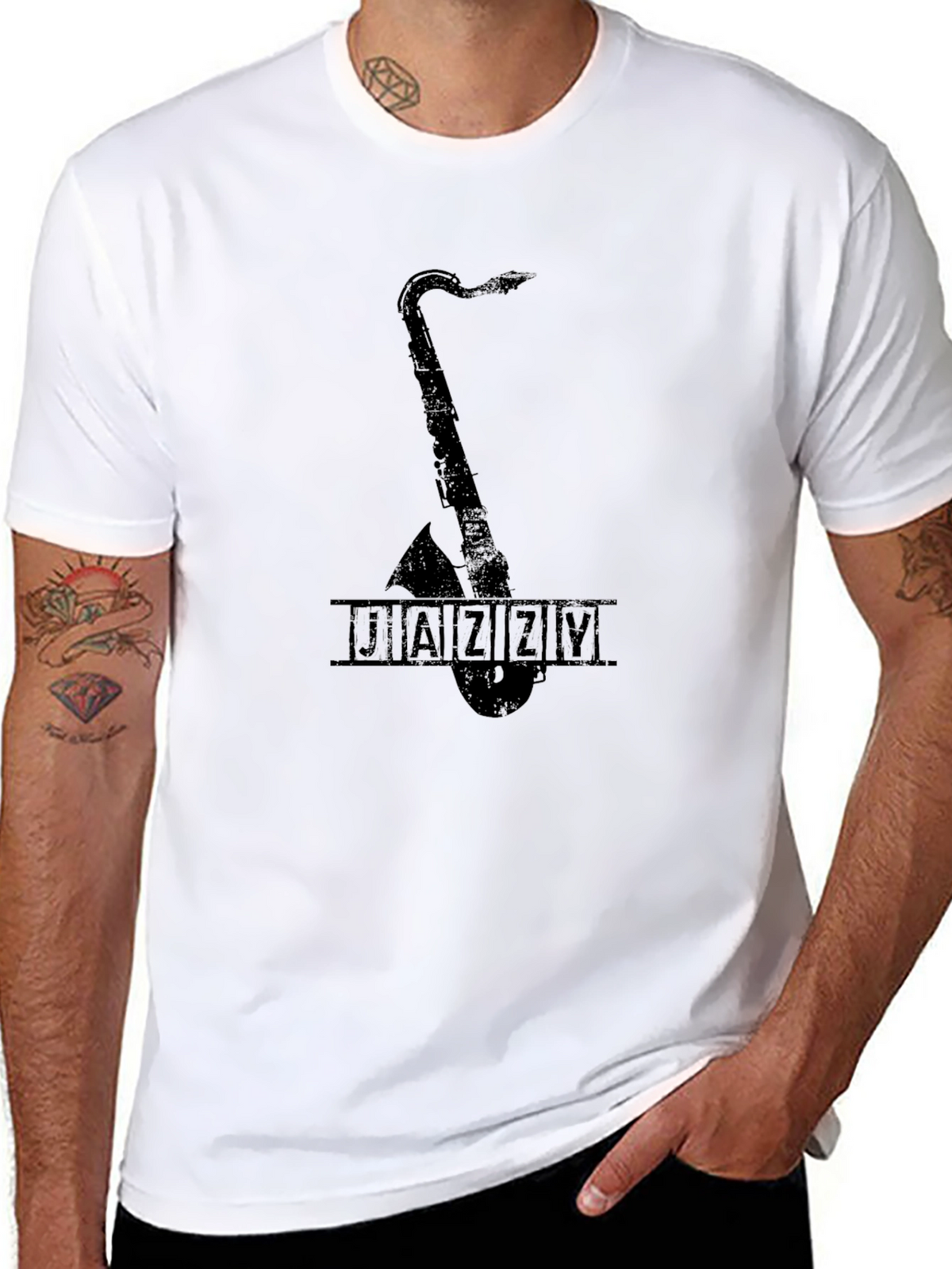 JAZZY Saxophone Graphic Black T-Shirt