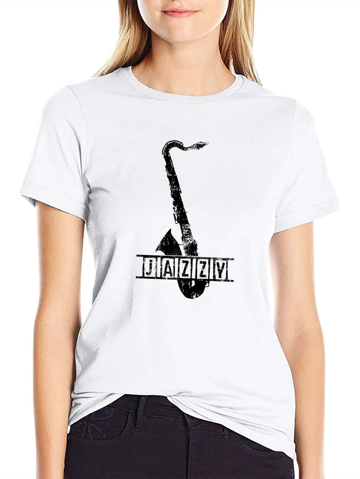 JAZZY Saxophone Graphic Black T-Shirt