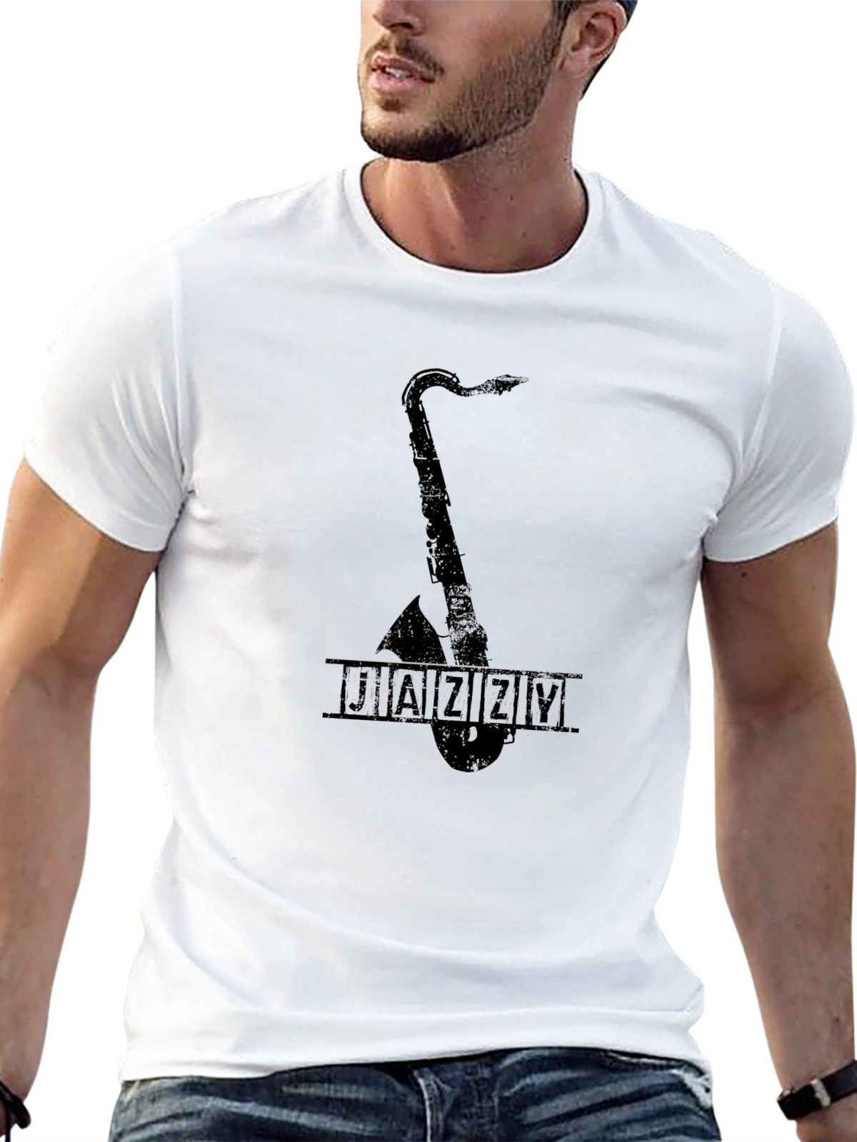 JAZZY Saxophone Graphic Black T-Shirt