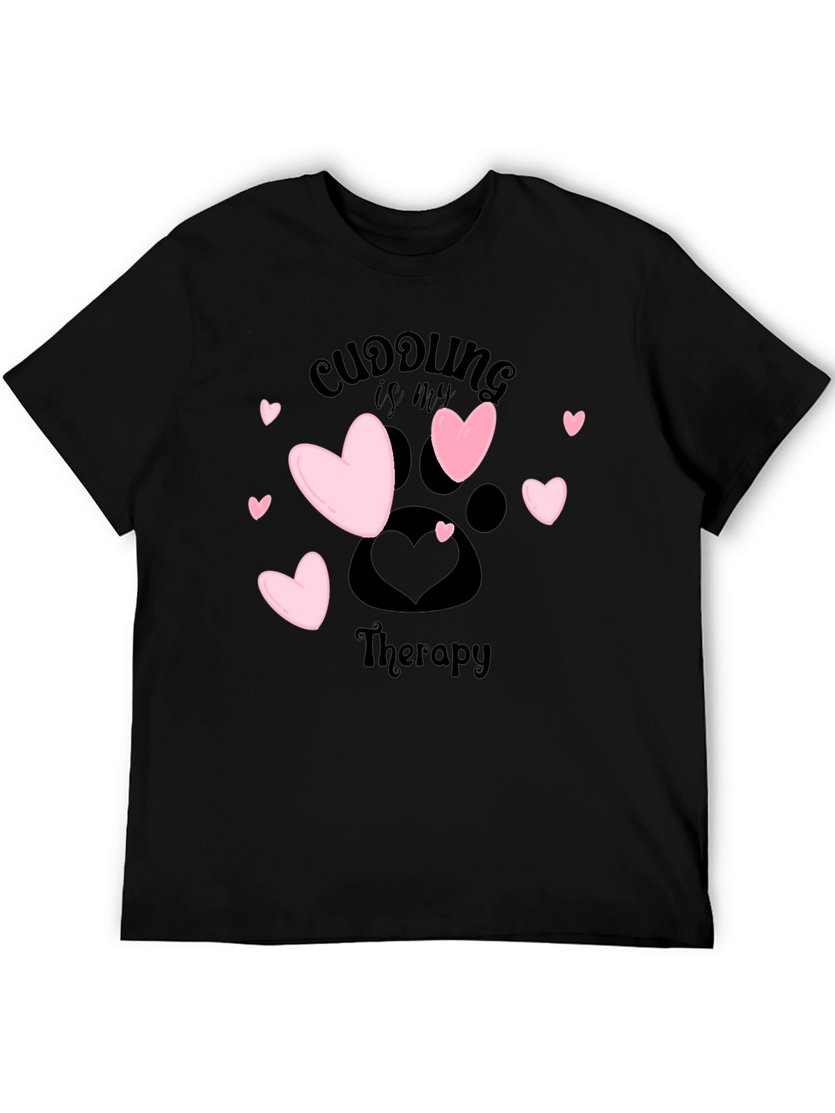 Cuddling Therapy T-Shirt: Heart & Paw Print Design