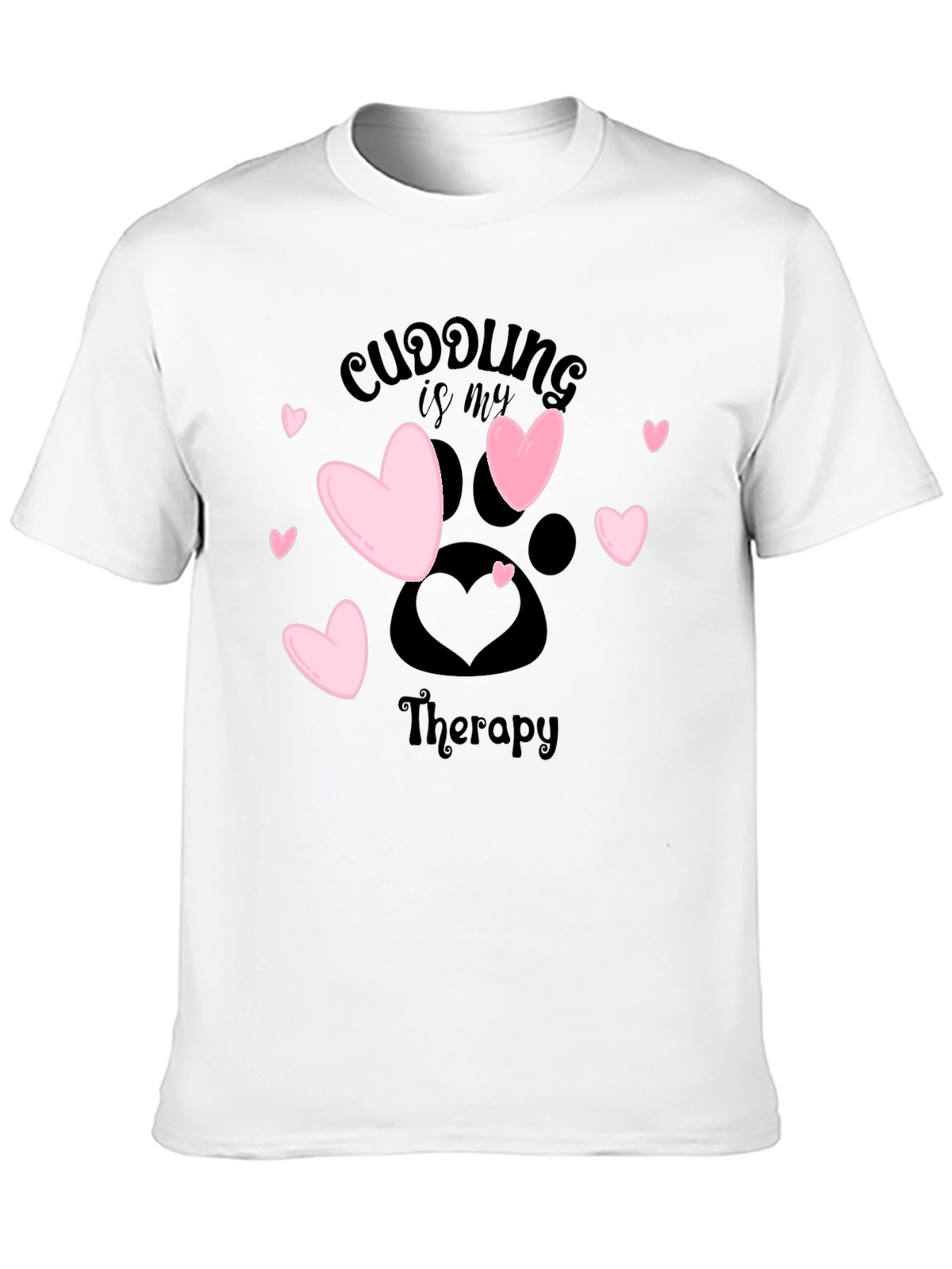 Cuddling Therapy T-Shirt: Heart & Paw Print Design