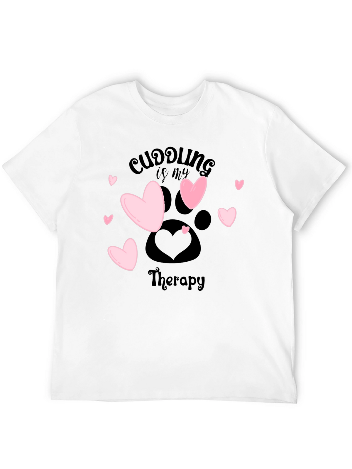 Cuddling Therapy T-Shirt: Heart & Paw Print Design