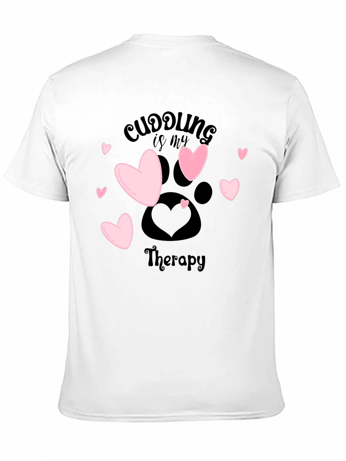 Cuddling Therapy T-Shirt: Heart & Paw Print Design