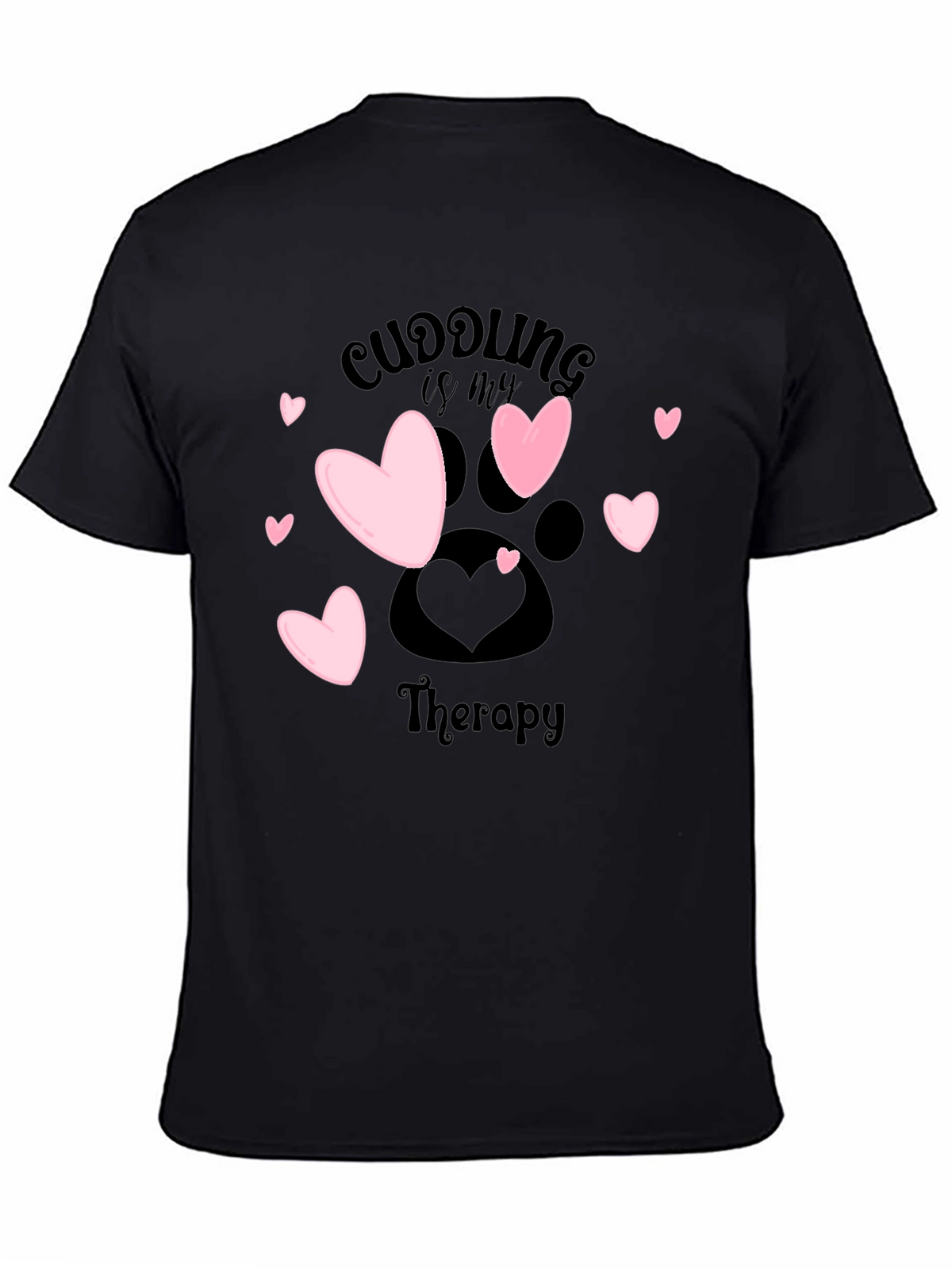 Cuddling Therapy T-Shirt: Heart & Paw Print Design