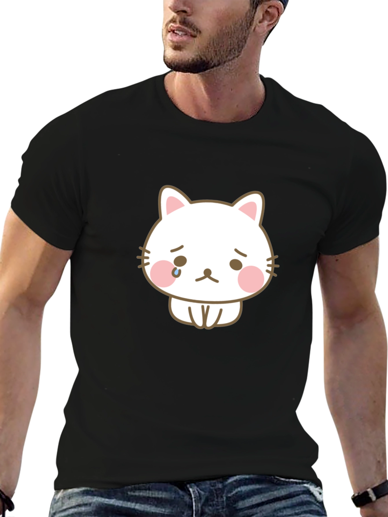 Sad Cat Graphic Tee - Unisex Black T-Shirt