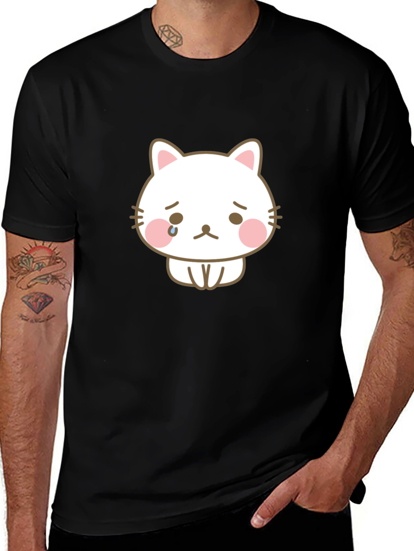 Sad Cat Graphic Tee - Unisex Black T-Shirt