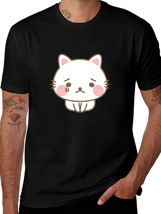 Sad Cat Graphic Tee - Unisex Black T-Shirt