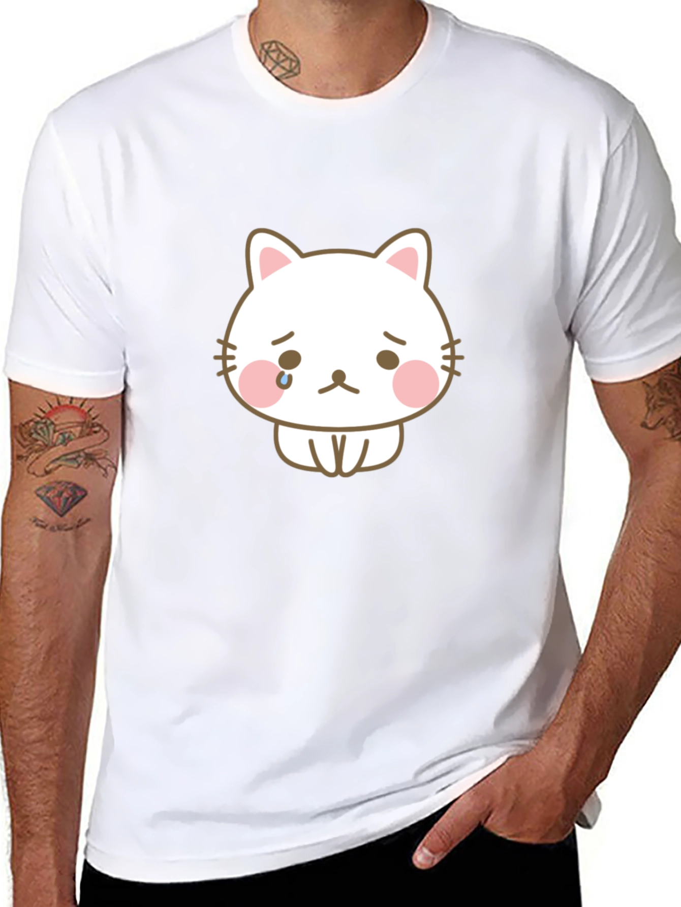 Sad Cat Graphic Tee - Unisex Black T-Shirt