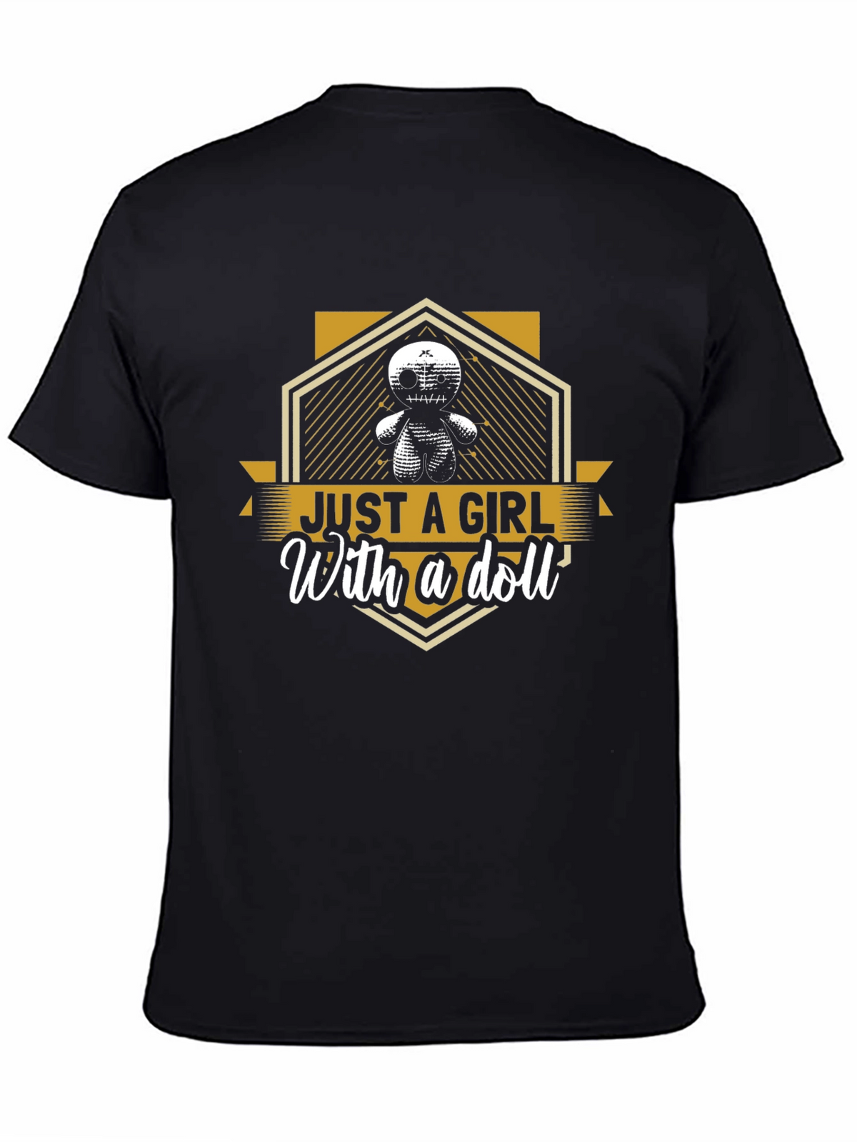 Just A Girl With A Doll Black Graphic T-Shirt