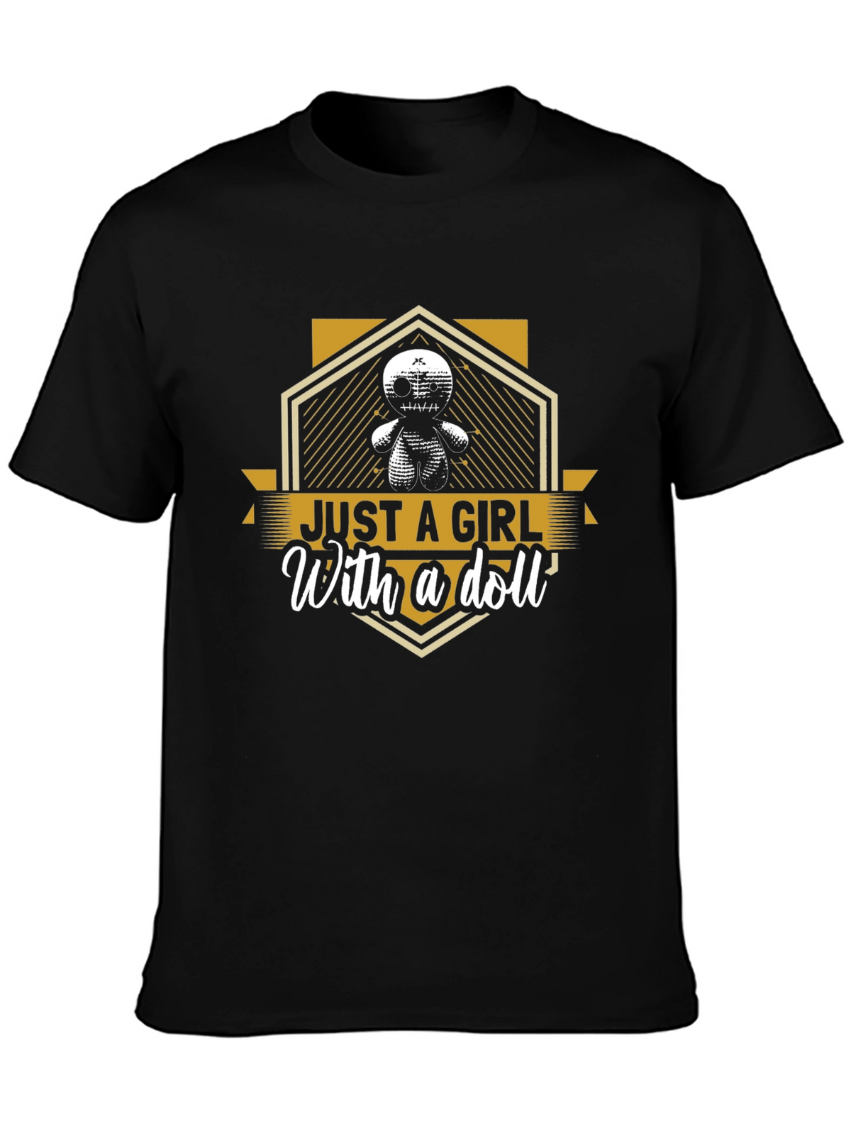 Just A Girl With A Doll Black Graphic T-Shirt