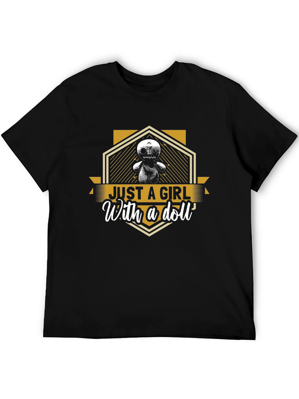 Just A Girl With A Doll Black Graphic T-Shirt
