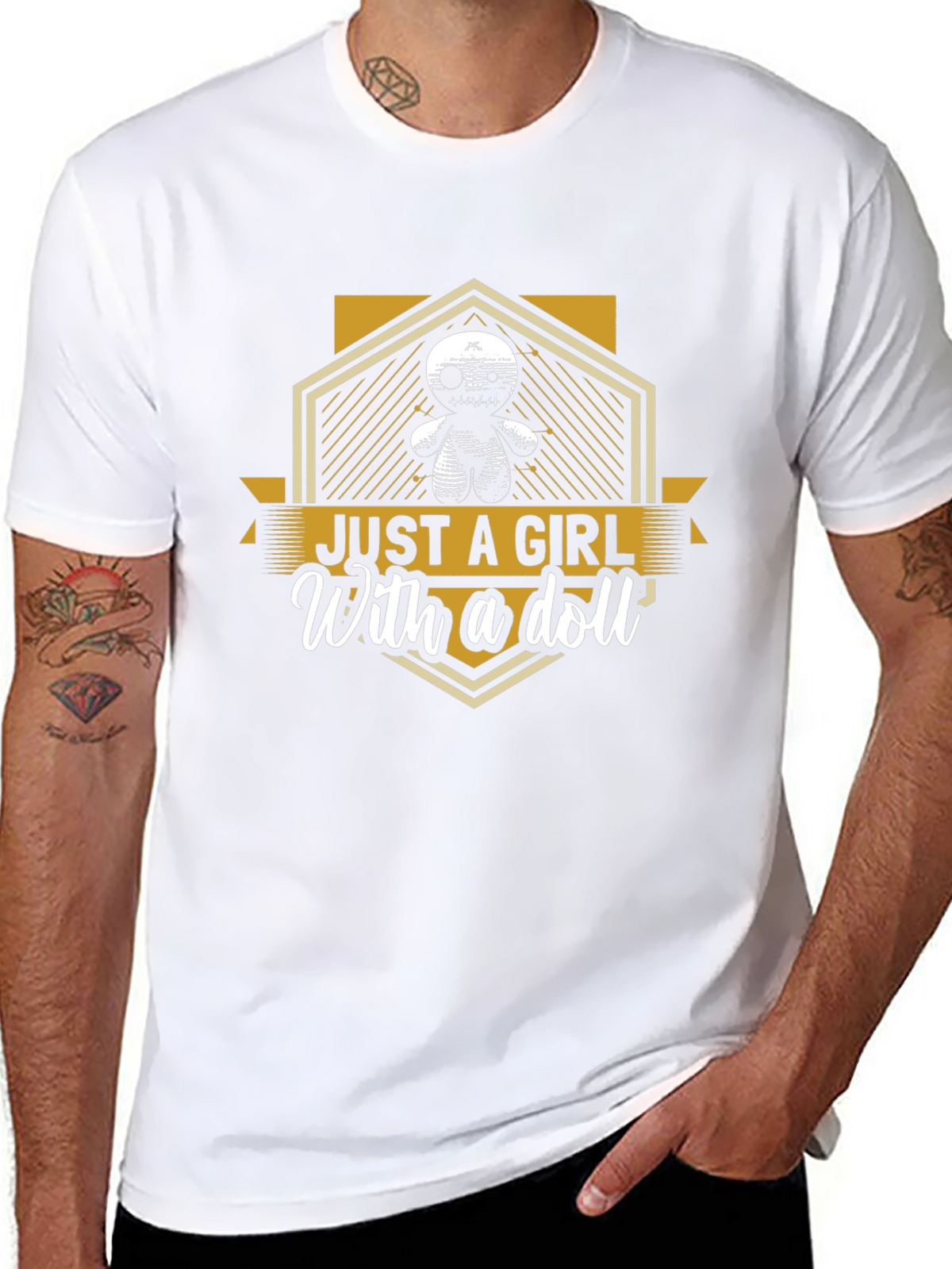 Just A Girl With A Doll Black Graphic T-Shirt