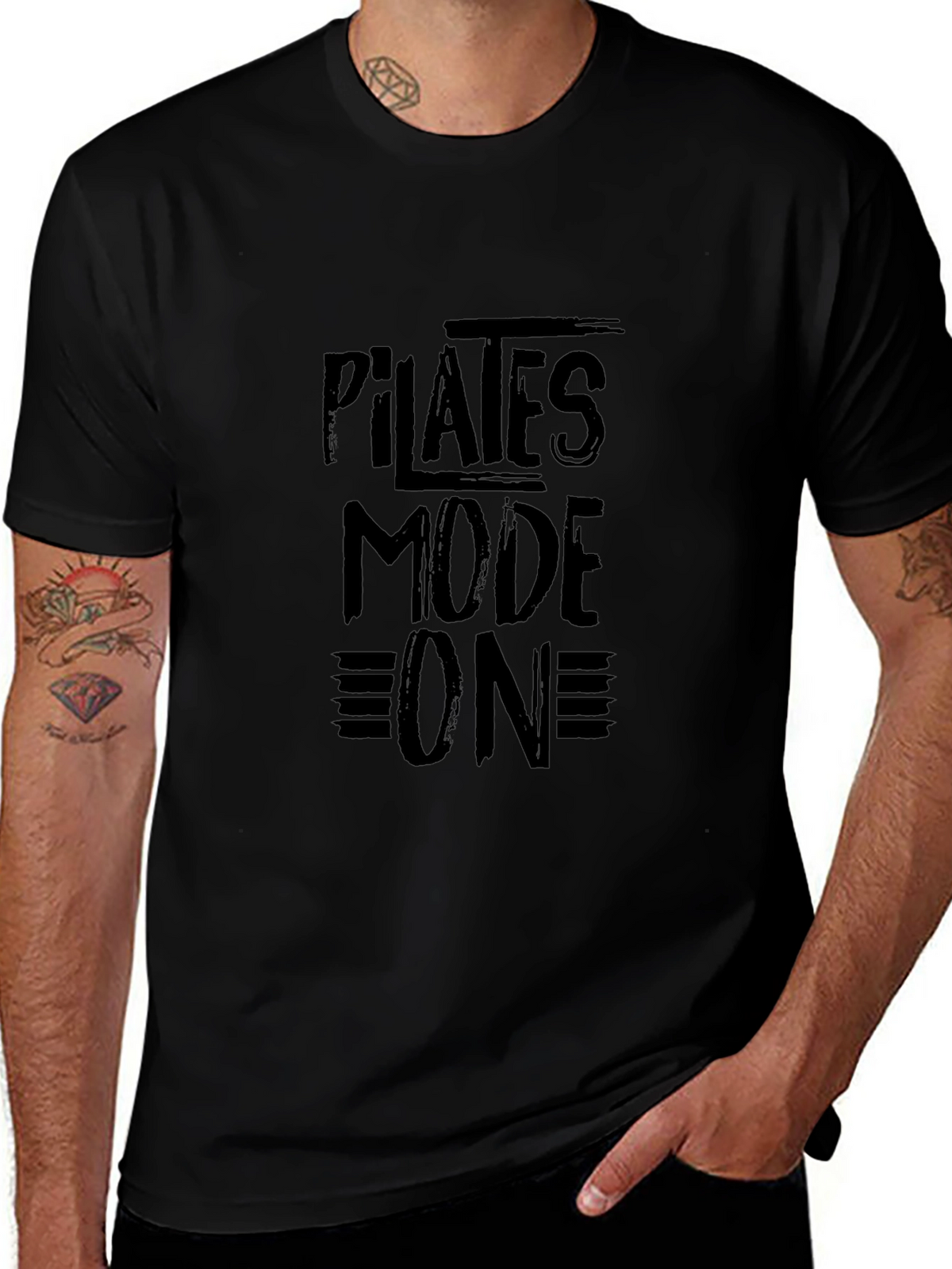 Pilates Mode On T-Shirt - Black Graphic Tee