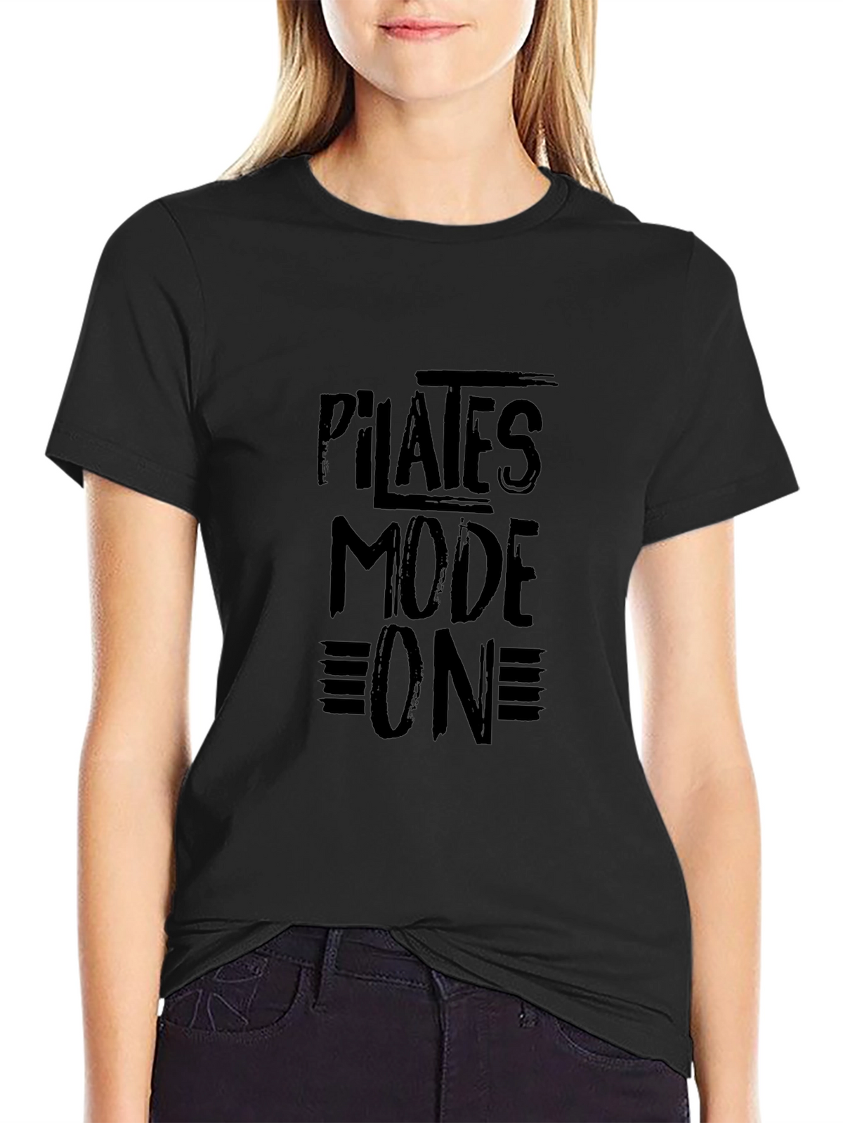 Pilates Mode On T-Shirt - Black Graphic Tee