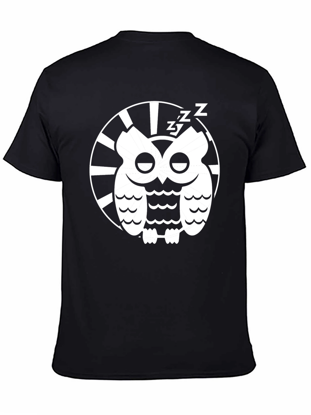 Sleepy Owl Graphic Tee - Black Cotton T-Shirt