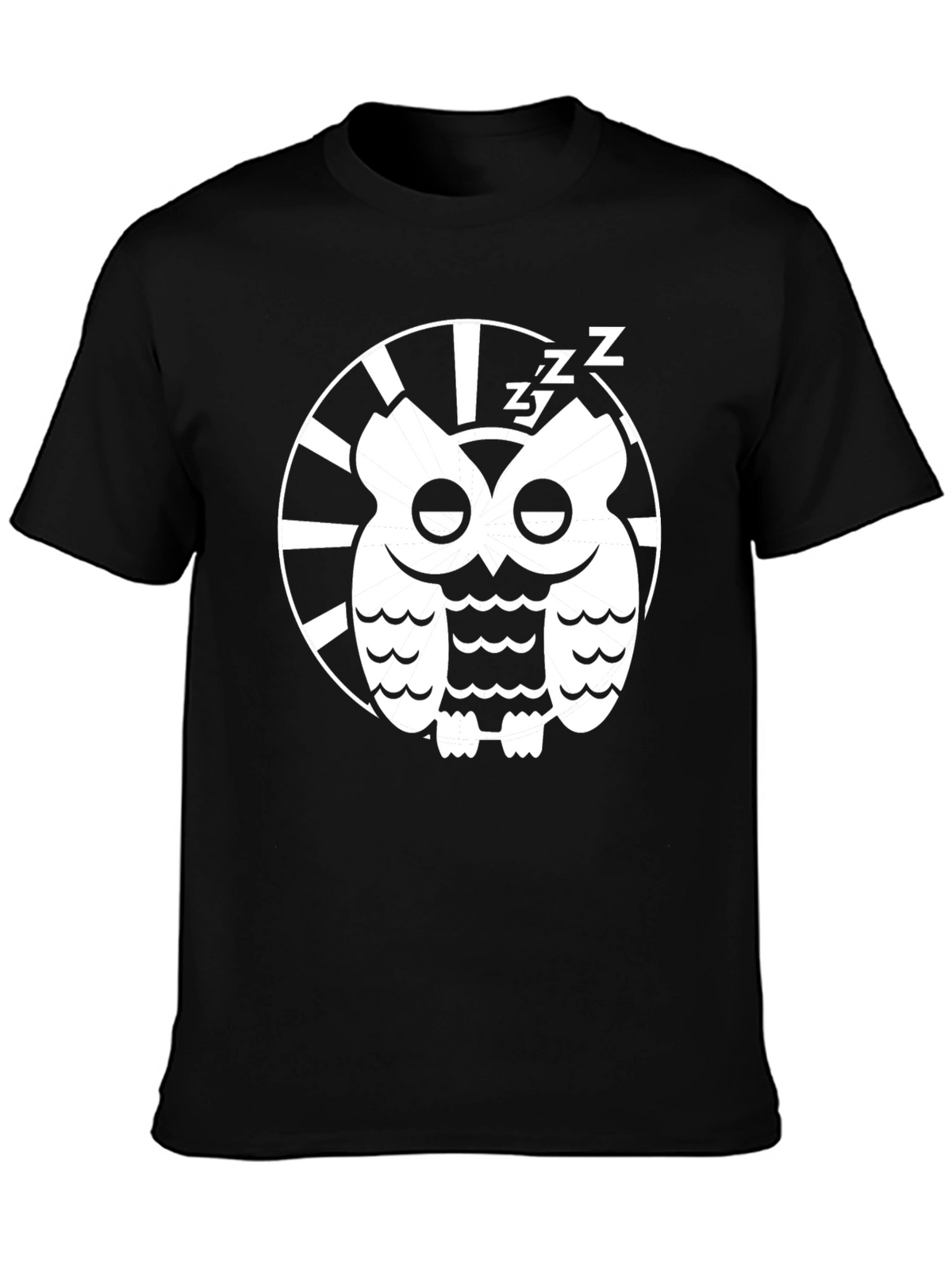 Sleepy Owl Graphic Tee - Black Cotton T-Shirt