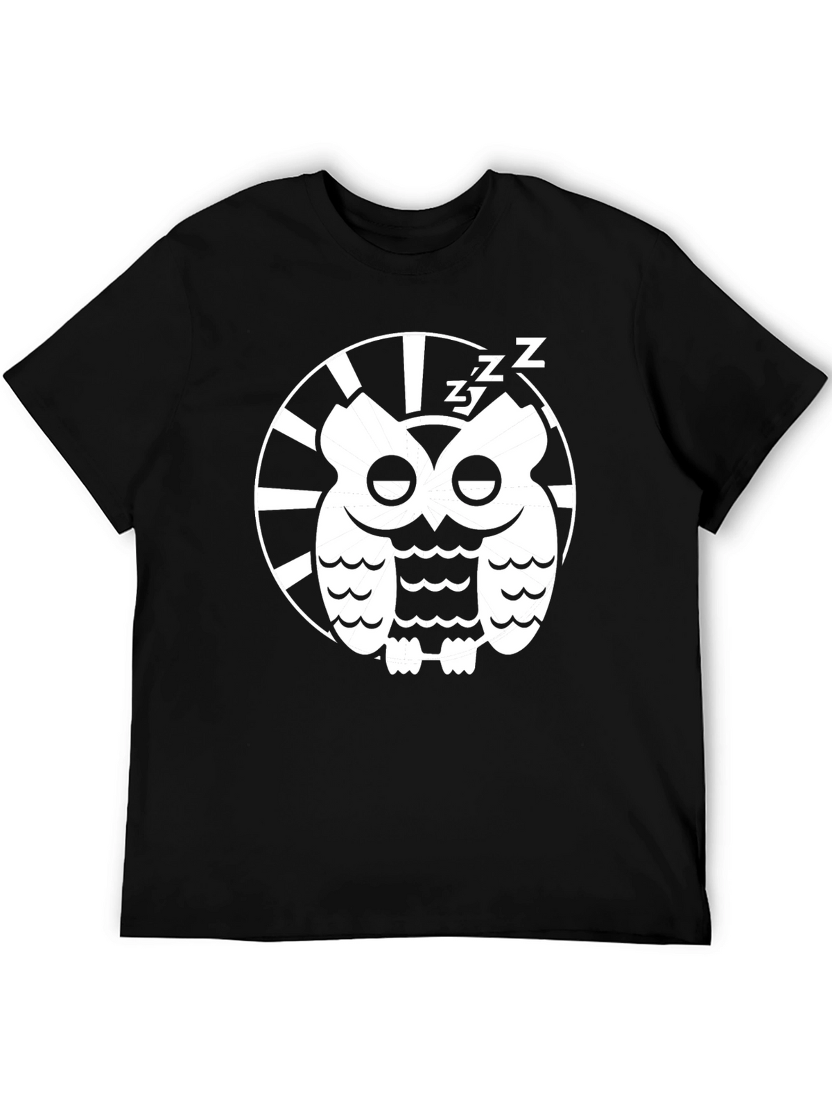 Sleepy Owl Graphic Tee - Black Cotton T-Shirt