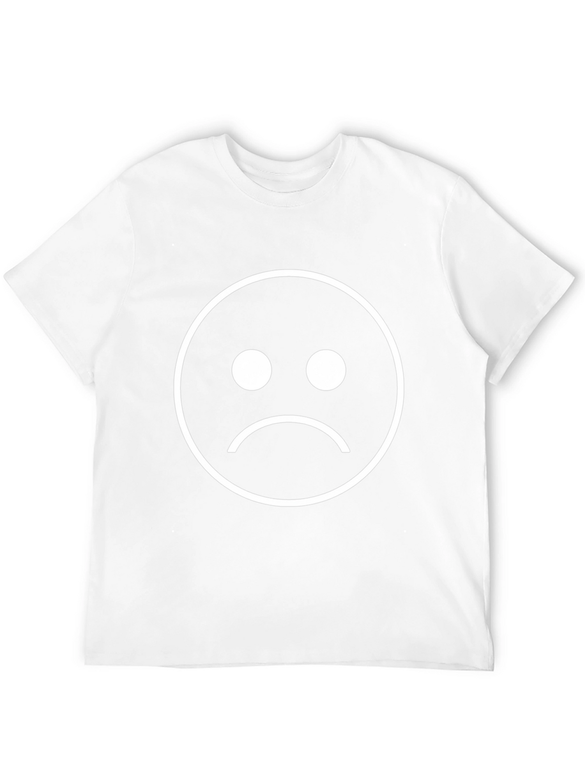 Sad Face Graphic Tee - Black Cotton Blend T-Shirt
