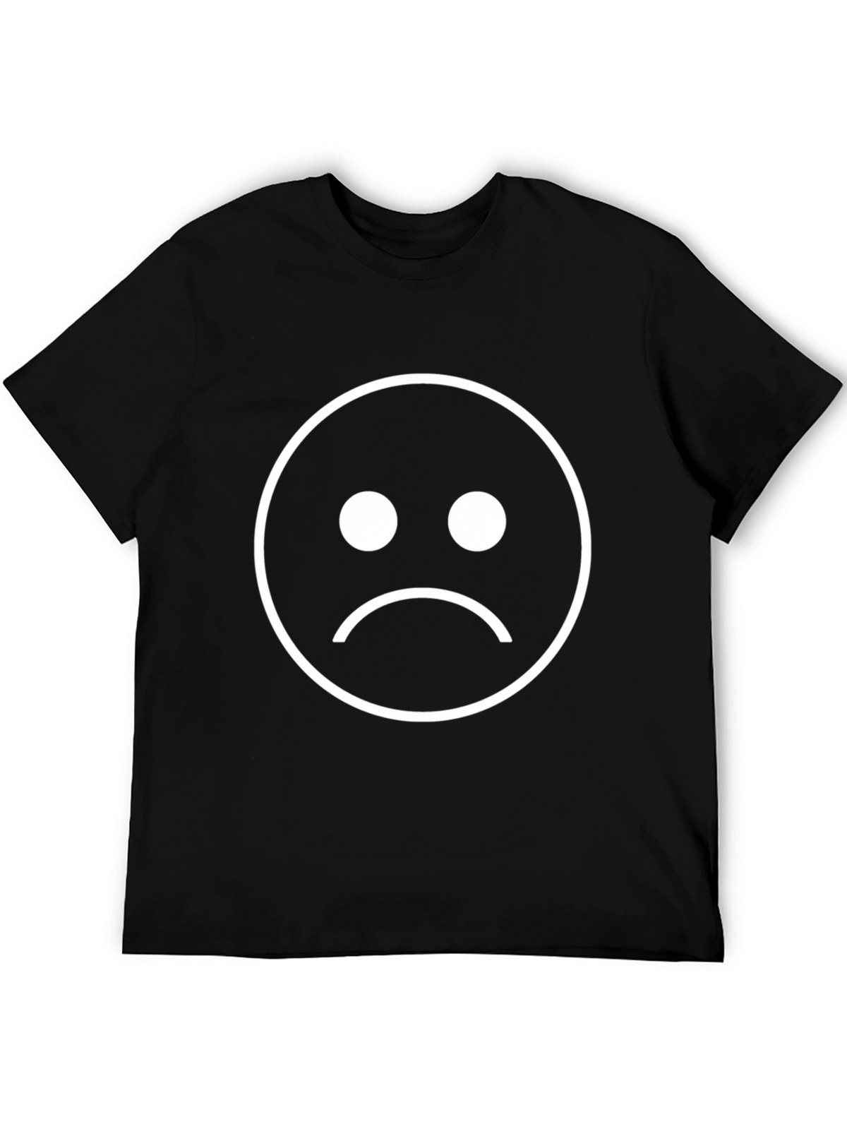 Sad Face Graphic Tee - Black Cotton Blend T-Shirt