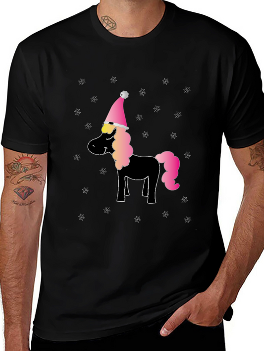 Holiday Unicorn T-Shirt: Festive Black Tee