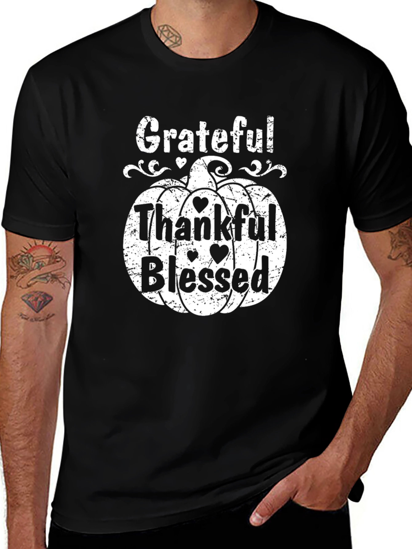 Grateful Thankful Blessed Pumpkin T-Shirt